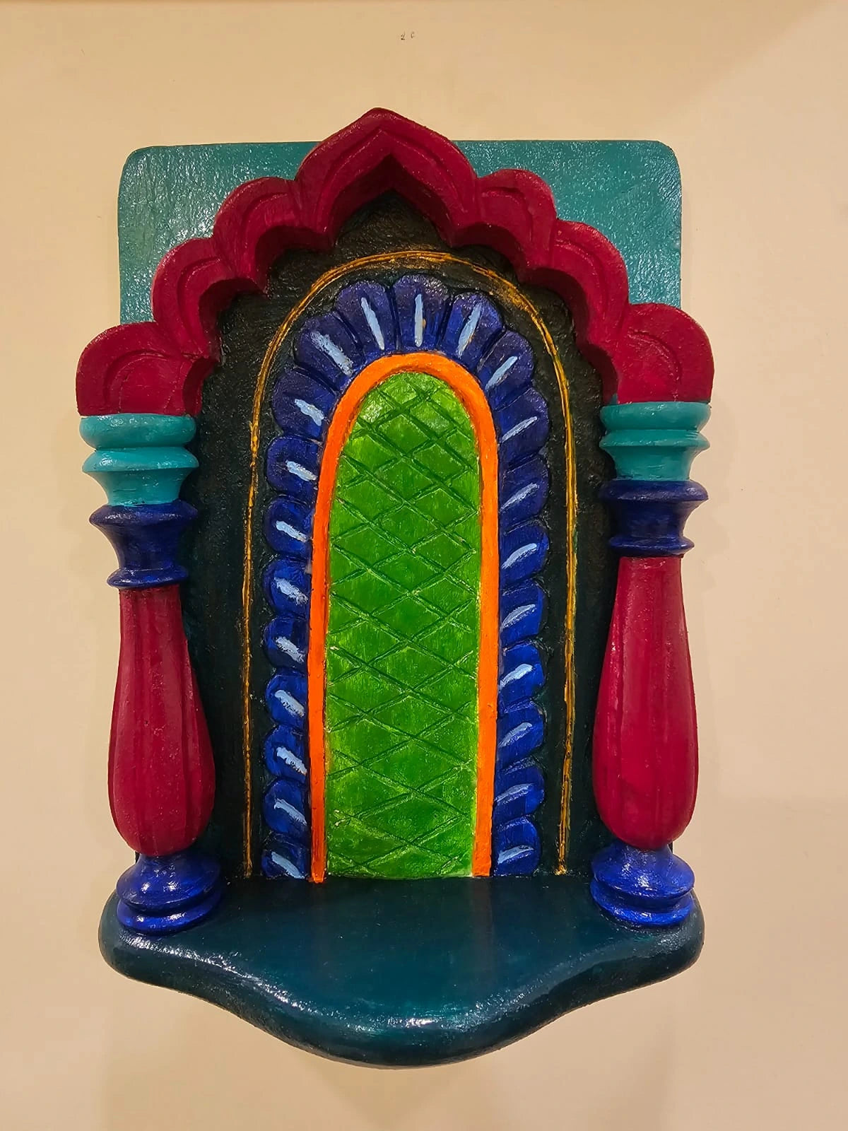 Jharokha- Blue, Green and Red