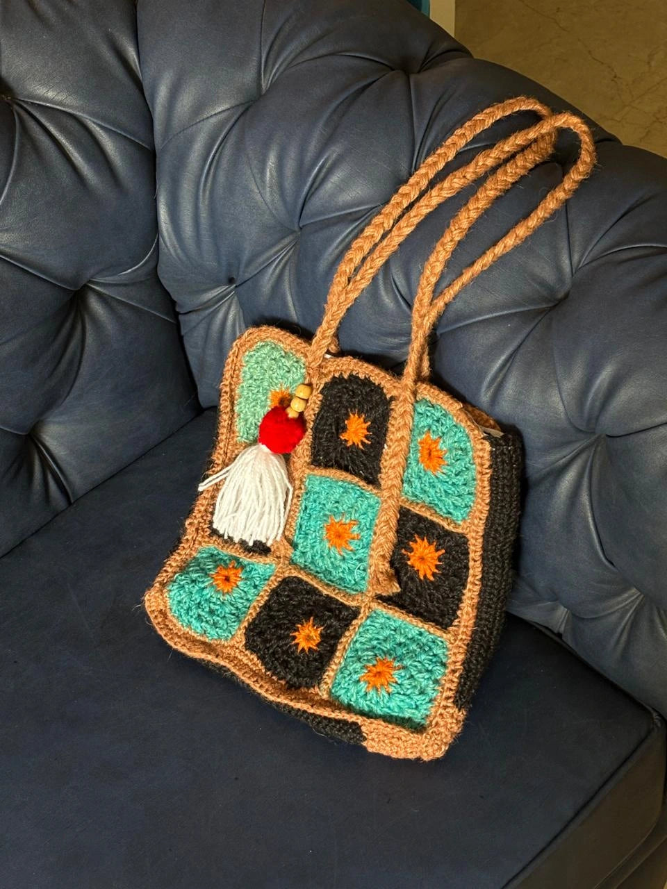 Granny's Square Crochet Tote Bag