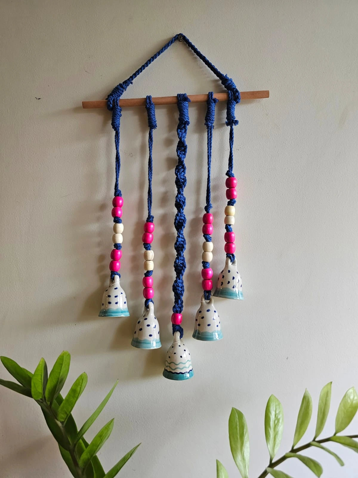 Gypsy Chimes- White and Blue with Pink Beads