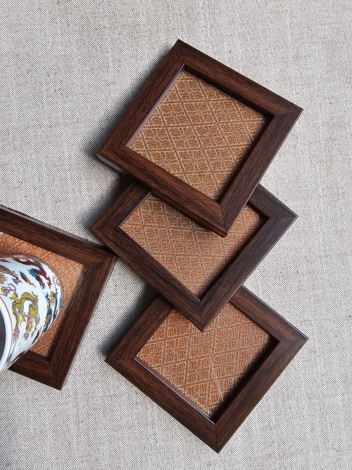 Fabric Coasters- Brocade Brown