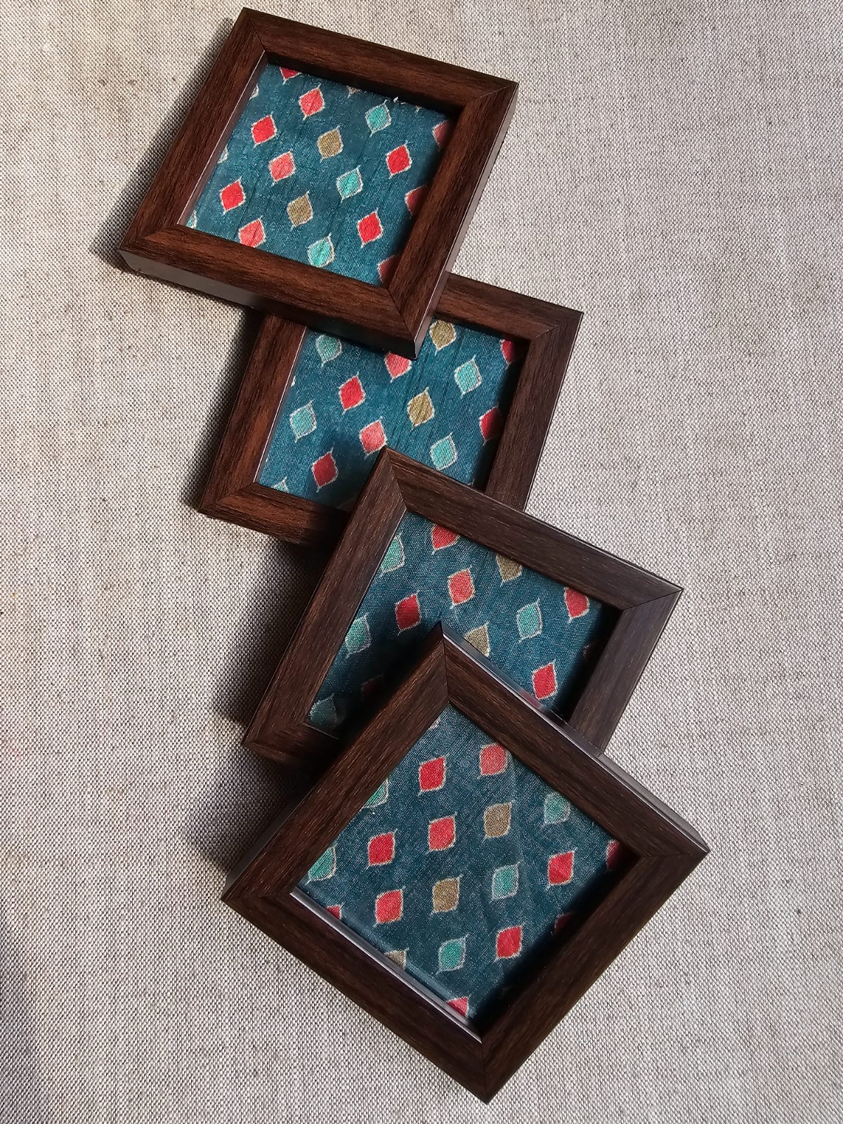 Fabric Coasters- Green Diamond