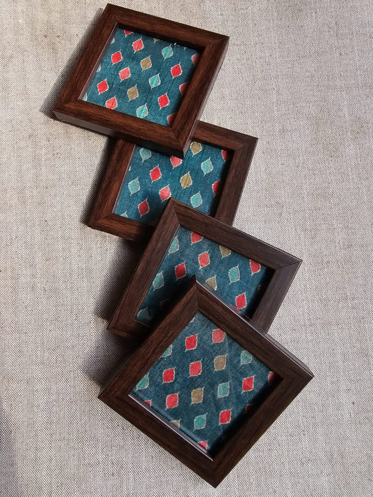 Fabric Coasters- Green Diamond