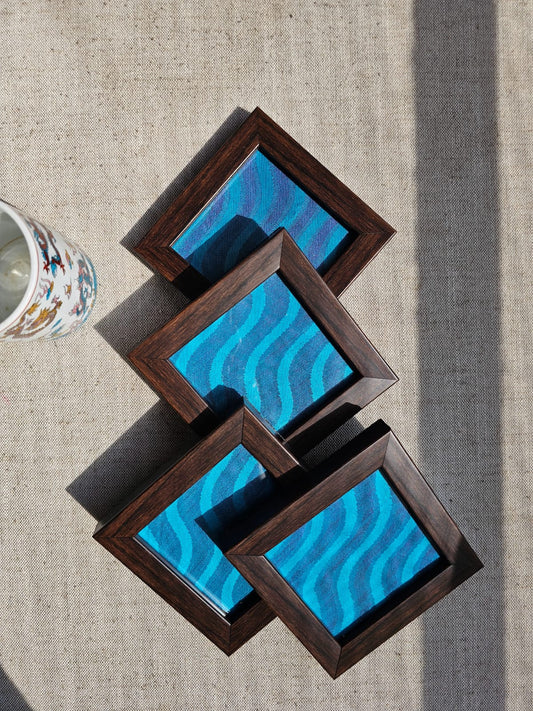 Fabric Coasters- Blue waves