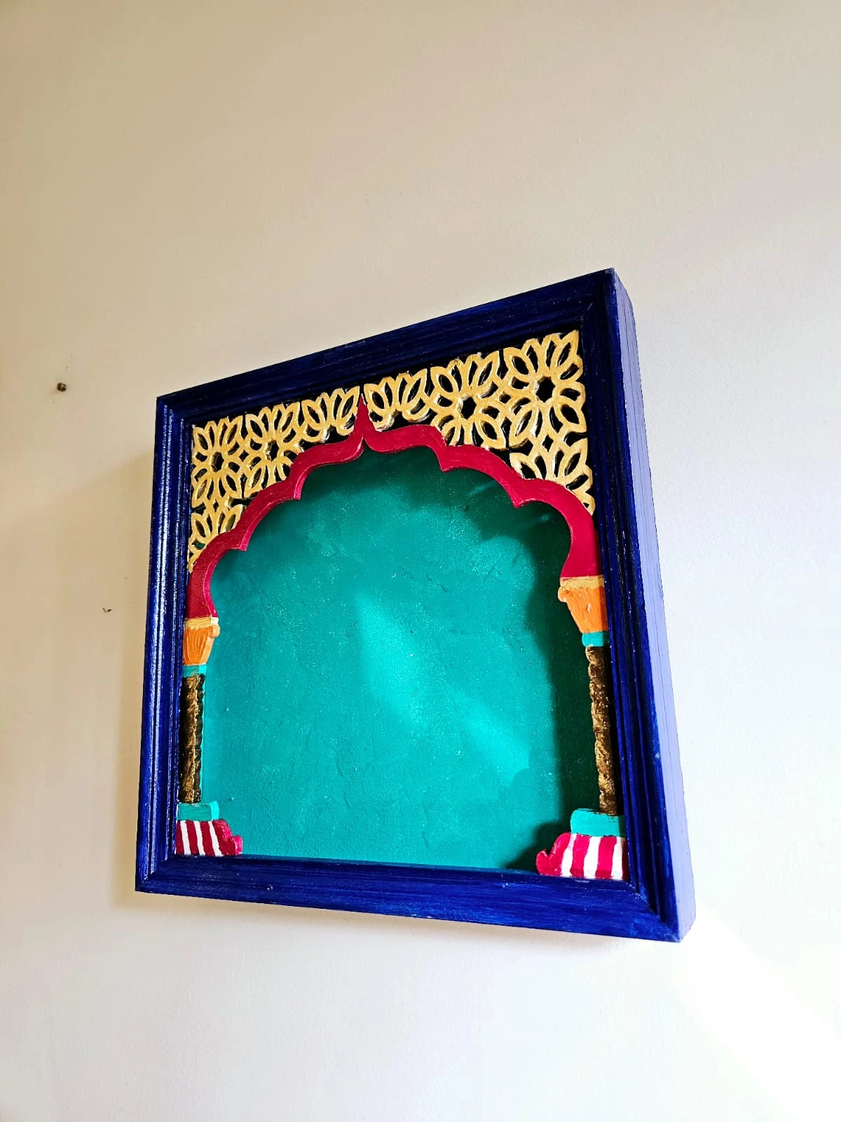 Turquoise Wooden Jharokha Frame