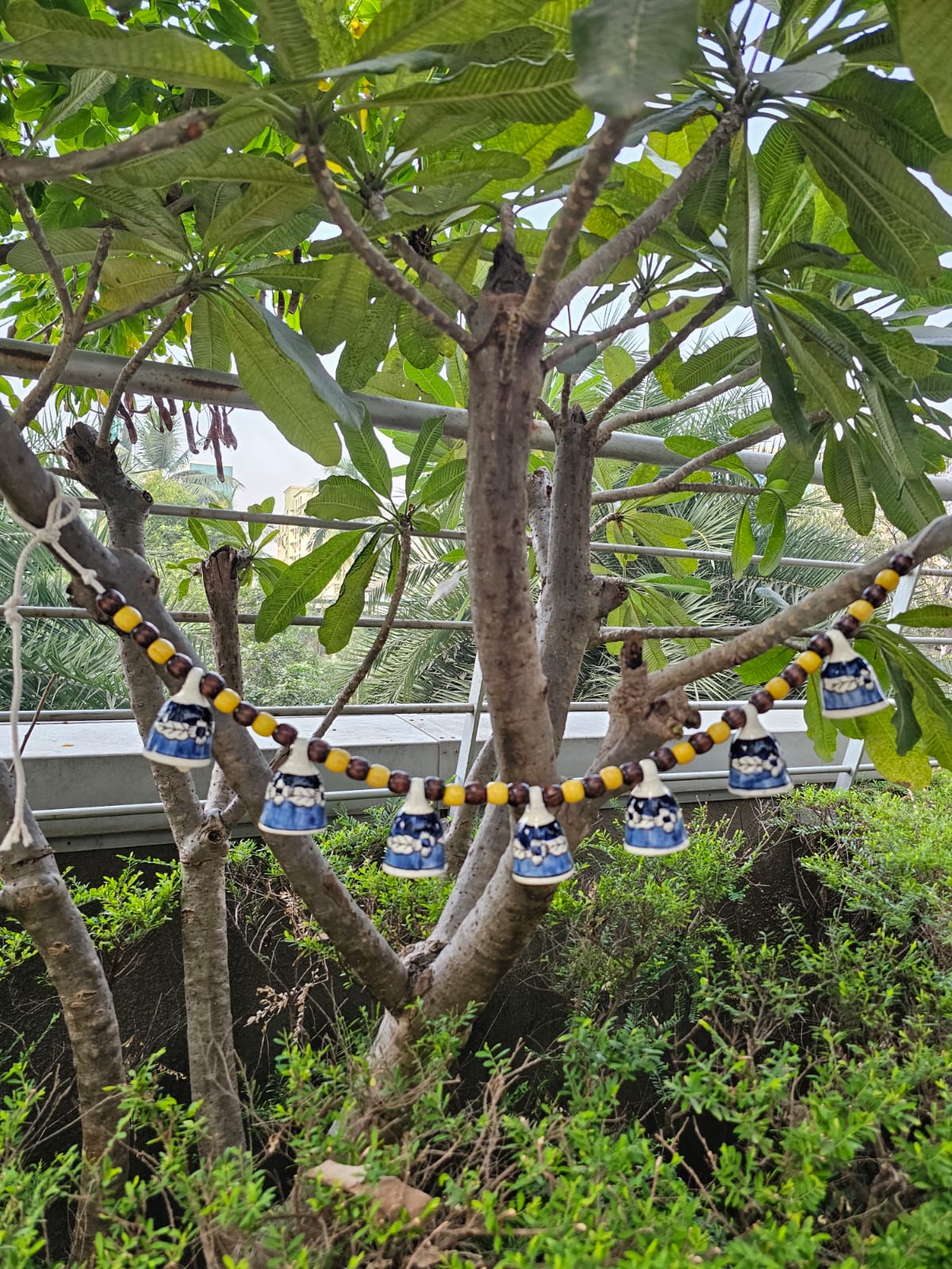 Ceramic Buntings-Blue Bells=Brown Beads