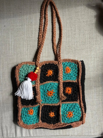 Granny's Square Crochet Tote Bag