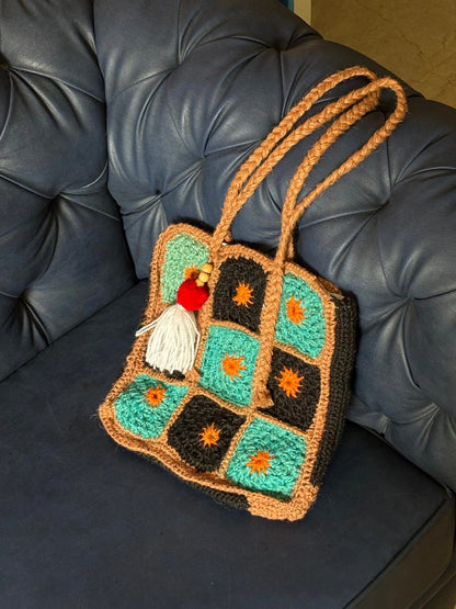 Granny's Square Crochet Tote Bag