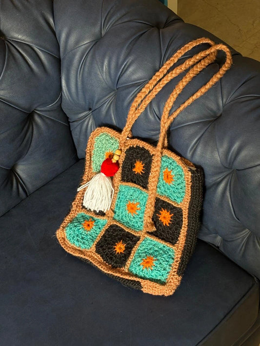 Granny's Square Crochet Tote Bag