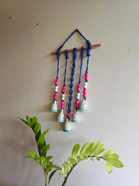Gypsy Chimes- White and Blue with Pink Beads