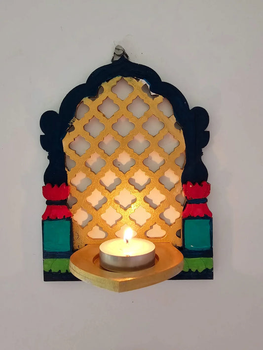 Tlight Candle Holder- Jharokha Jali-Blue