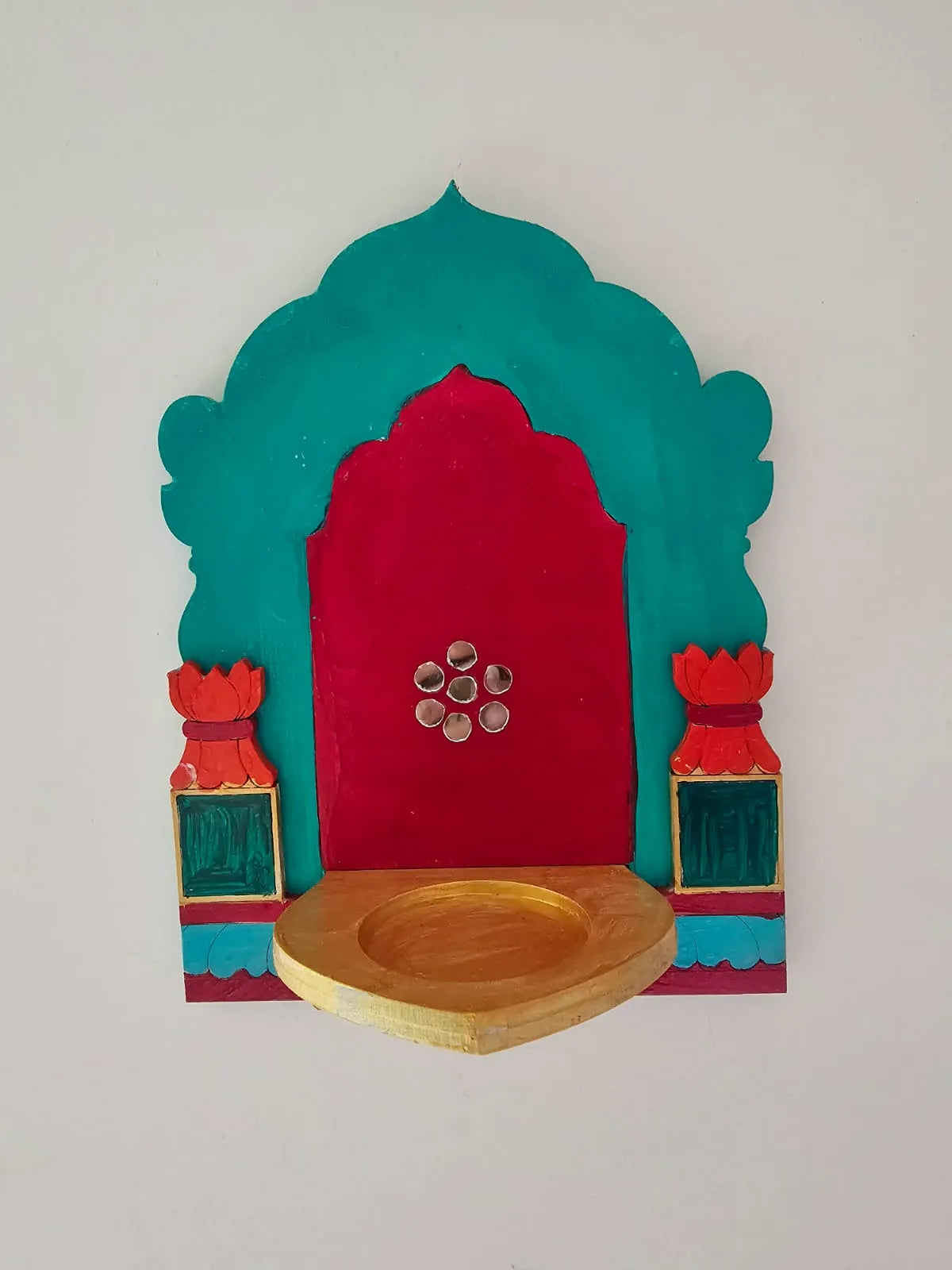 Tlight Candle Holder-Jharokha- Red+Green