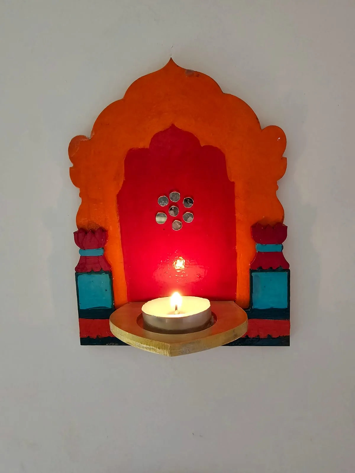 Tlight Candle Holder-Jharokha-Orange