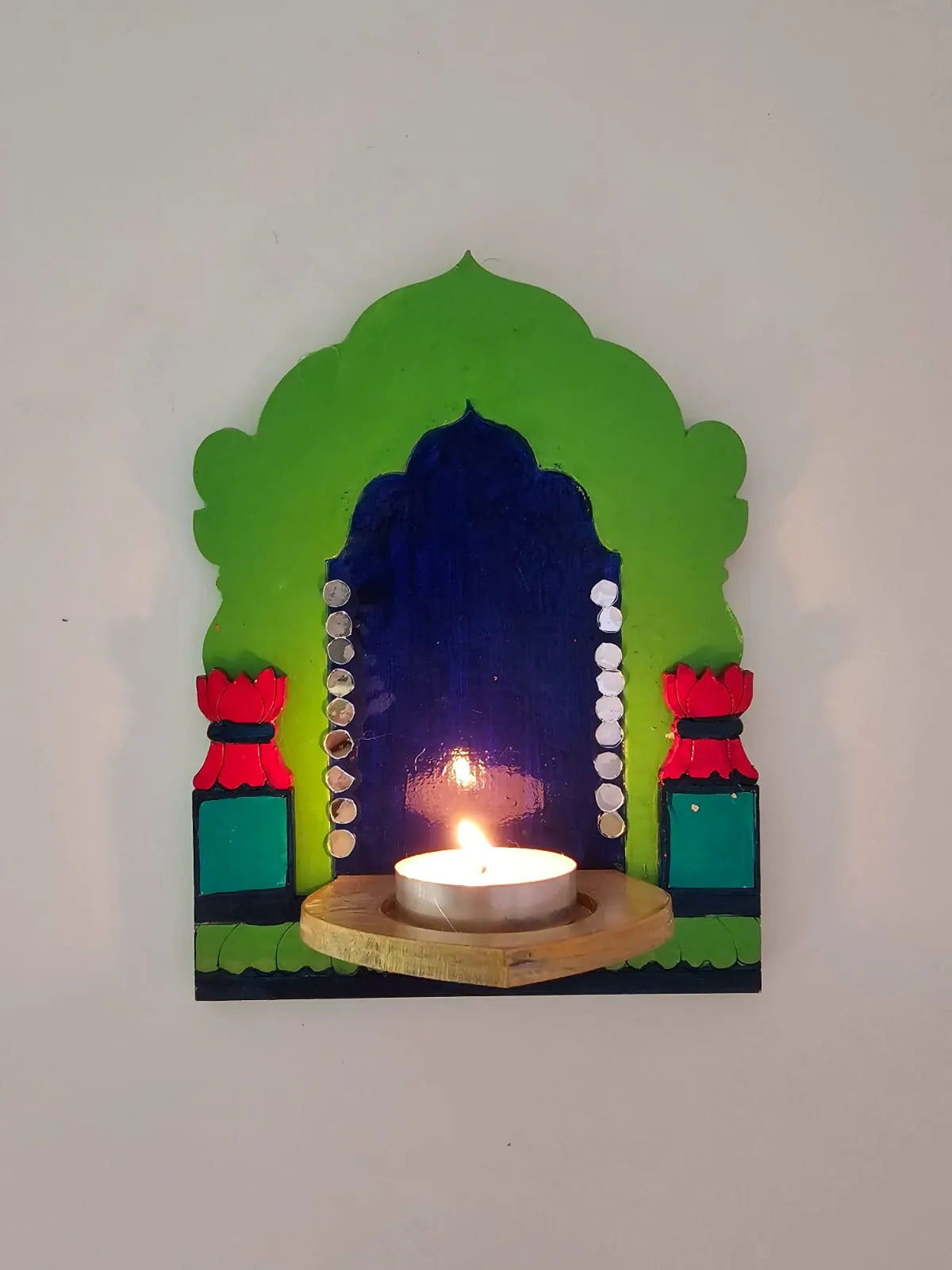 Tlight Candle Holder-Jharokha-Green