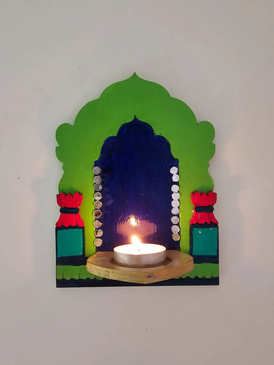 Tlight Candle Holder-Jharokha-Green