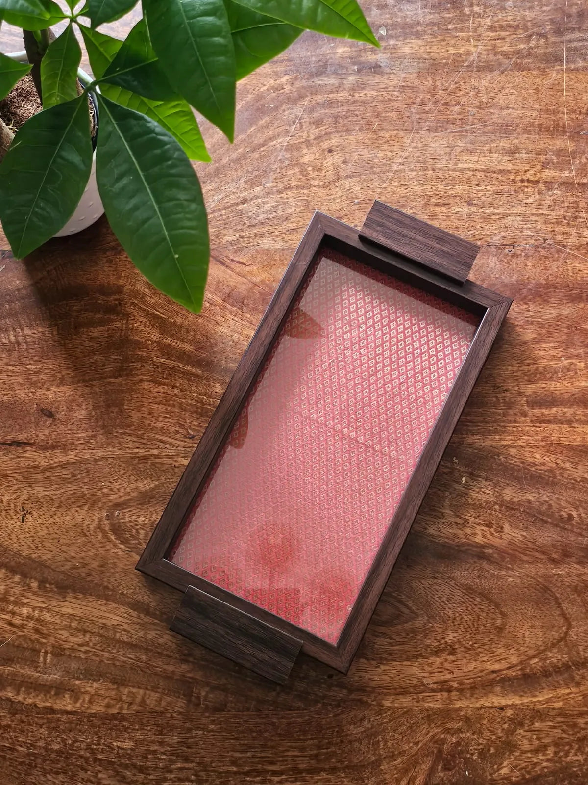 Serving Tray- Red Brocade