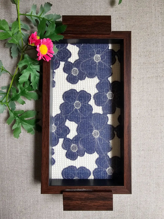 Serving Tray- White with Blue Flowers