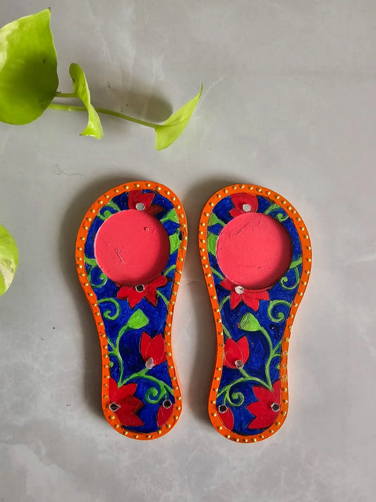 TLight Candle Holder-Laxmi Paduka- Blue