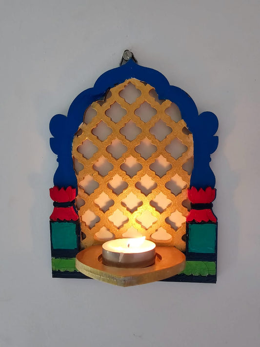 Tlight Candle Holder-Jharokha Jali-Blue