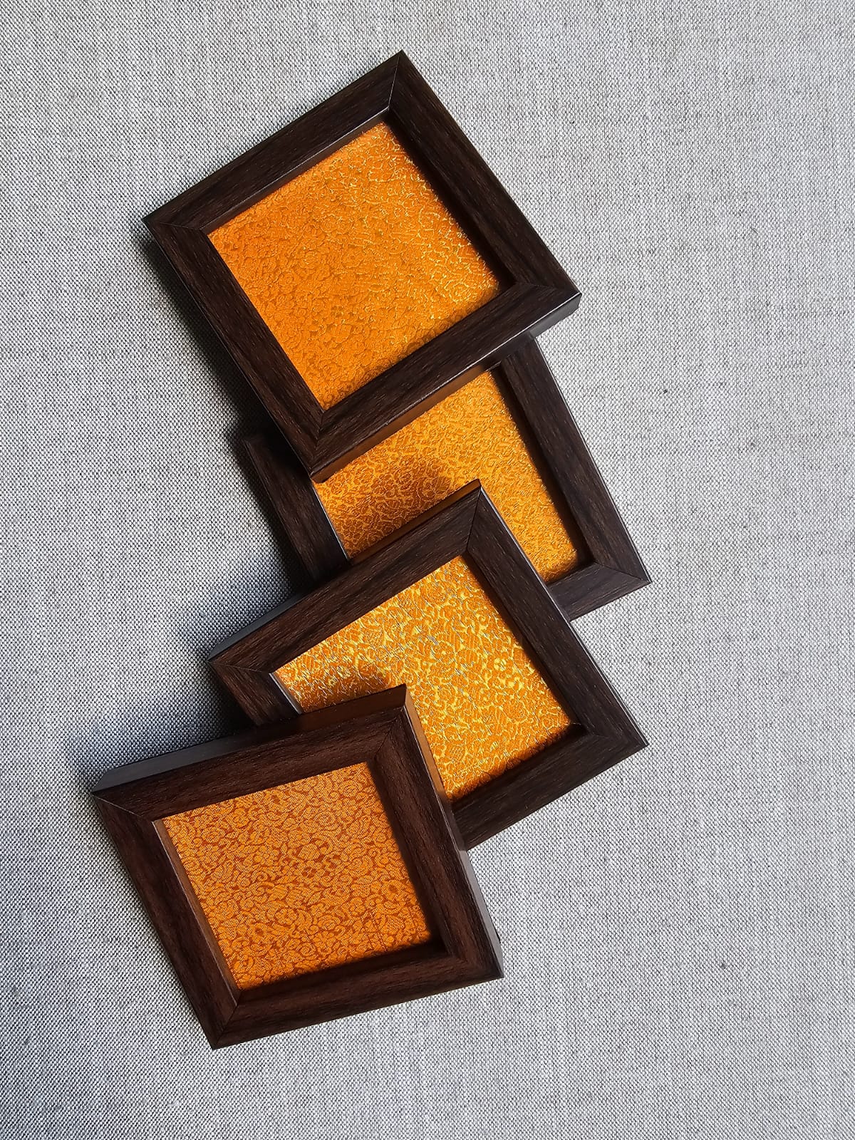 Fabric Coaster-Orange Brocade