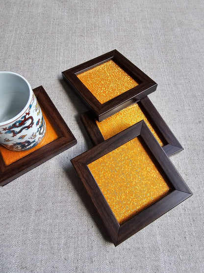 Fabric Coaster-Orange Brocade