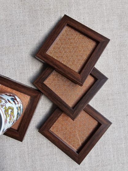 Fabric Coasters- Brocade Brown