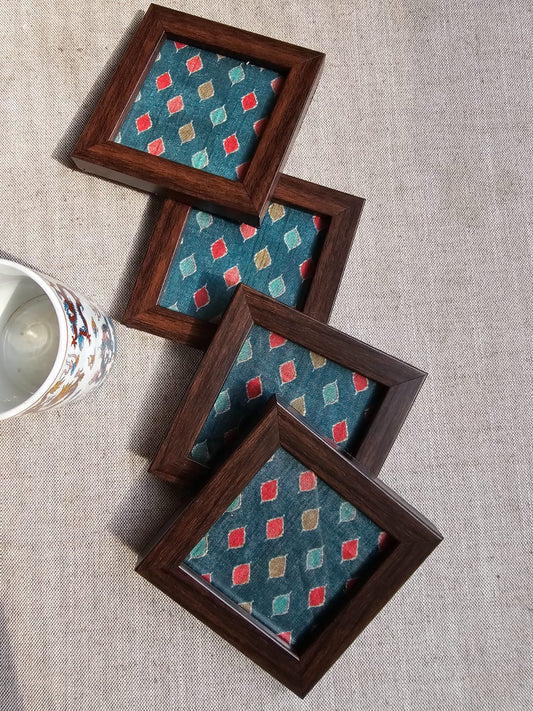 Fabric Coasters- Green Diamond