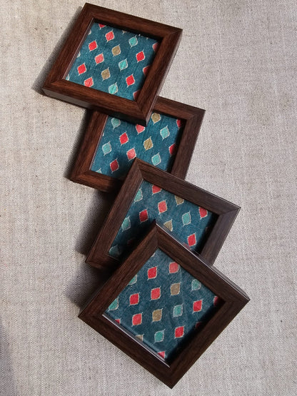 Fabric Coasters- Green Diamond
