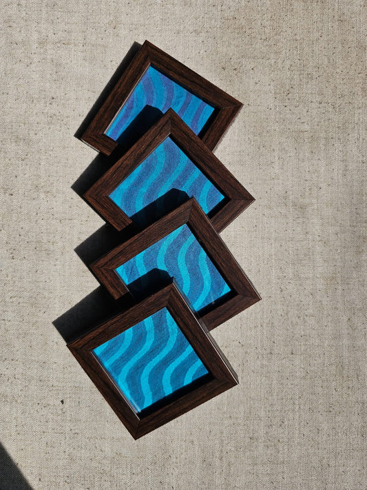 Fabric Coasters- Blue waves