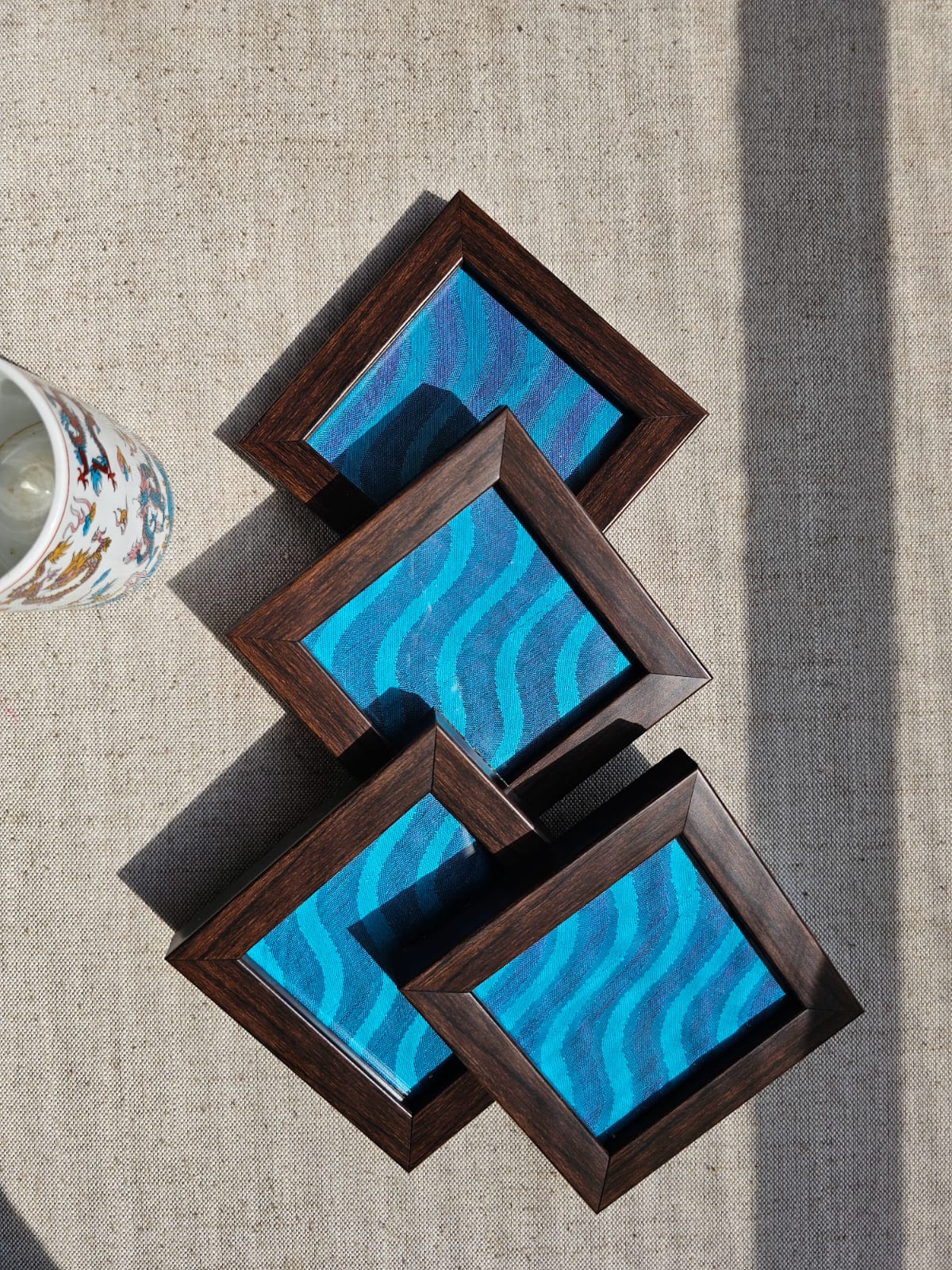 Fabric Coasters- Blue waves