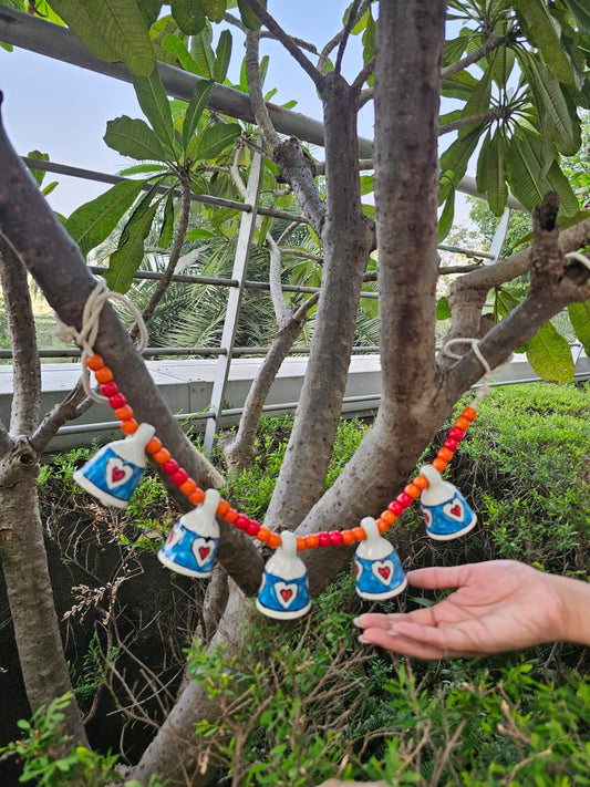 Ceramic Buntings-Blue Heart Bells