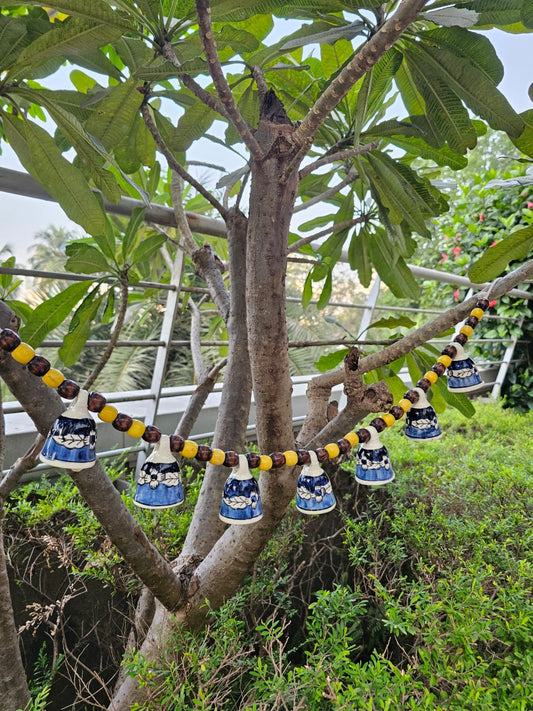 Ceramic Buntings-Blue Bells=Brown Beads
