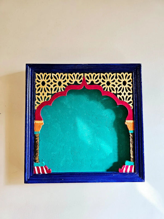 Turquoise Wooden Jharokha Frame