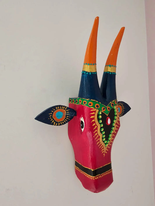 Hand painted Nandi Head- Maroon