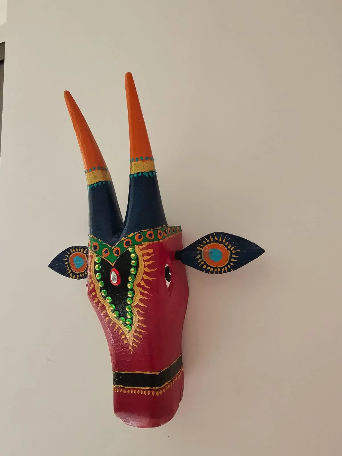 Hand painted Nandi Head- Maroon