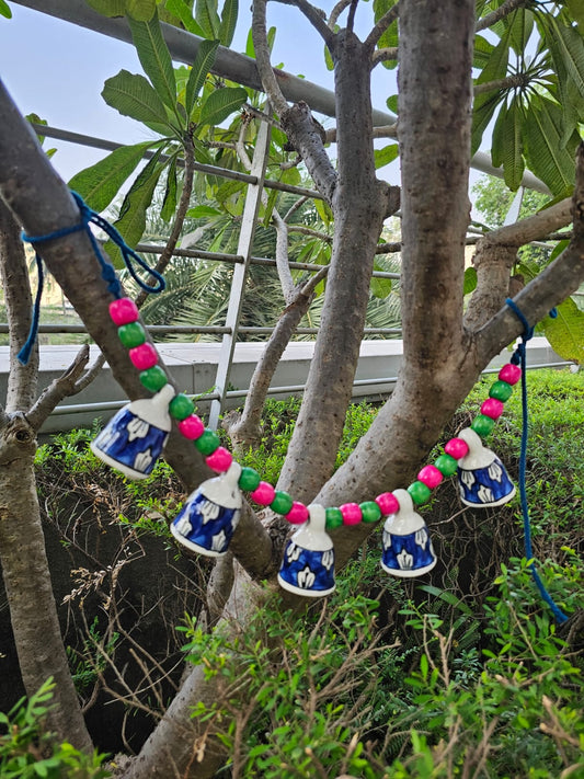 Ceramic Buntings- Blue Bells+Pink and Green Beads