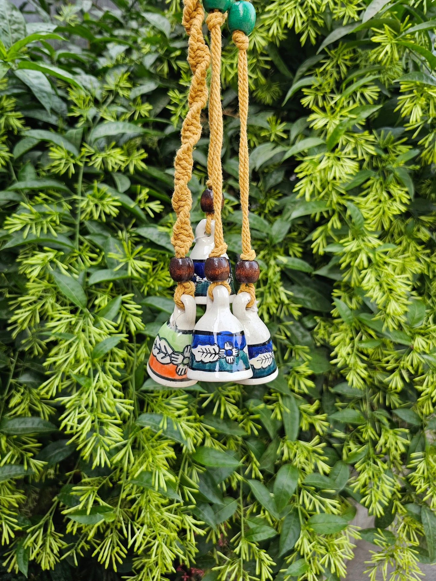 4 Bells Buntings-Blue Bells+Yellow macrame