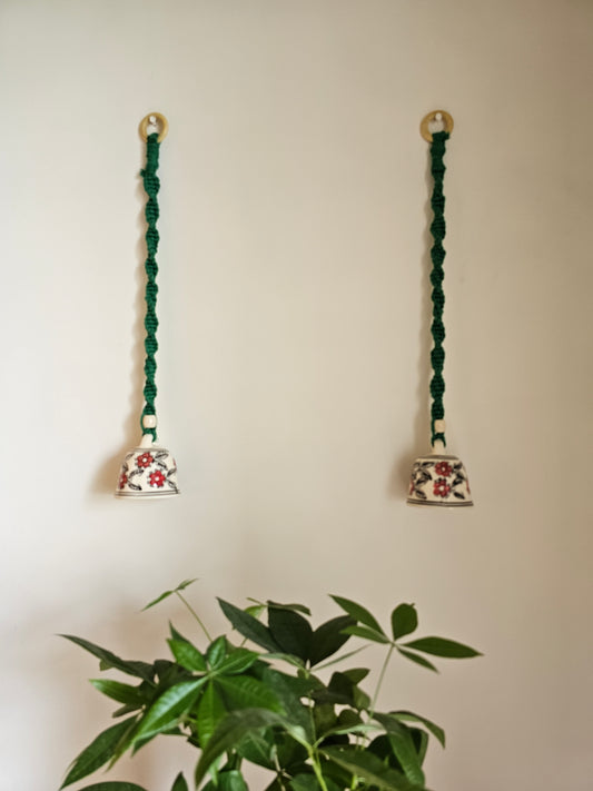 Ceramic Bell Pair-Green