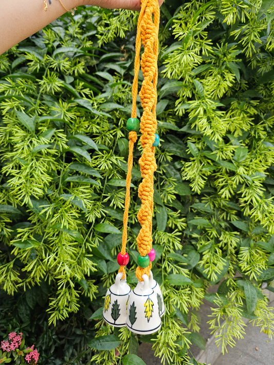 2 Bell Wind Chime-Ivory Leaves