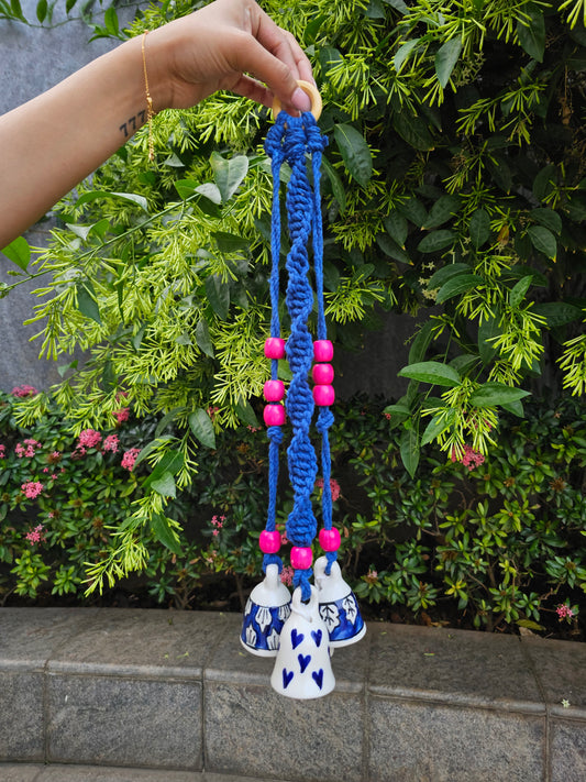 3 Bell Wind Chime- Blue and white
