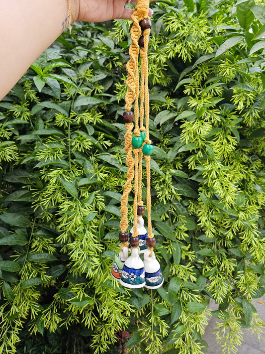 4 Bells Buntings-Blue Bells+Yellow macrame